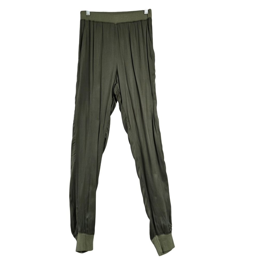 Michael Stars Olive Green Viscose Rayon Jogger Pants XS Made in USA Ribbed Trim
